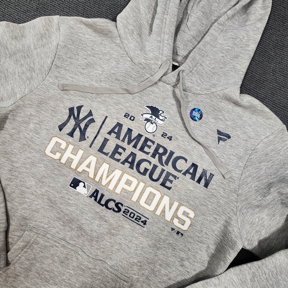 Fanatics‎ Hoodie Mens Medium Gray New York Yankees ALCS Champions 2024 NWT
